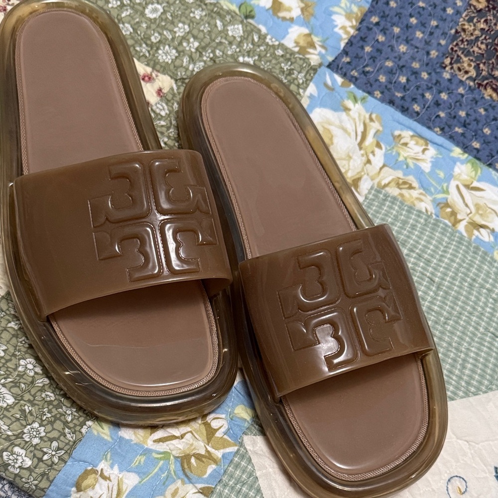 Tory Burch Jelly Logo Slide Sandals